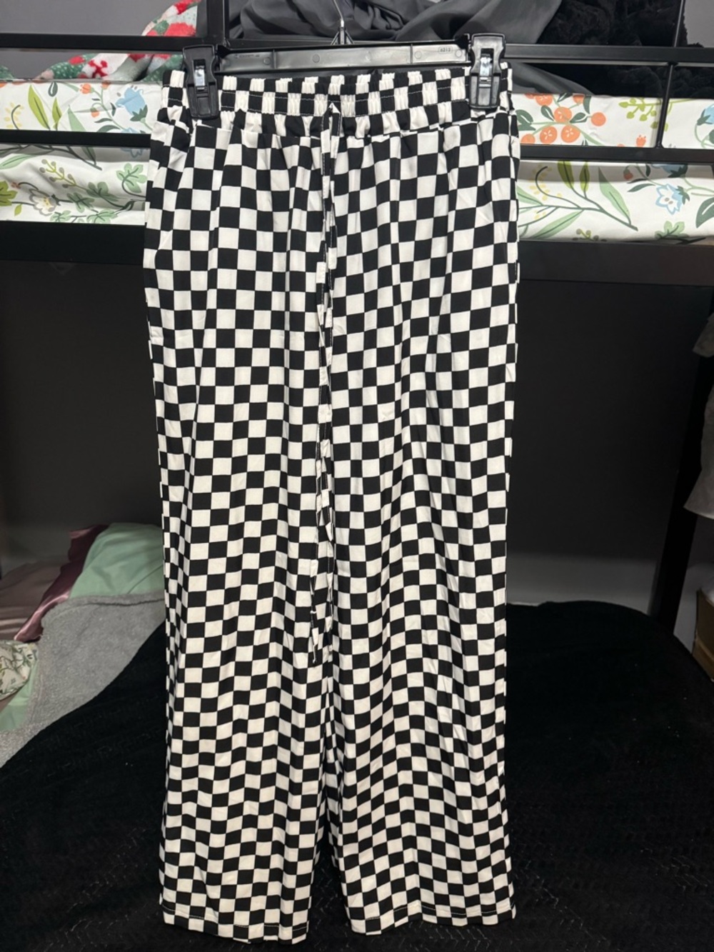 SHEIN Black & White Checkered Straight Leg Pants